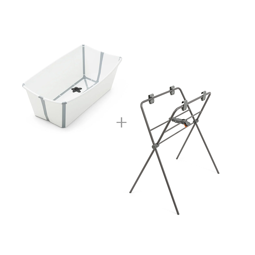 STOKKE - Vaschetta Flexi Bath Bianca & Stand Pieghevole