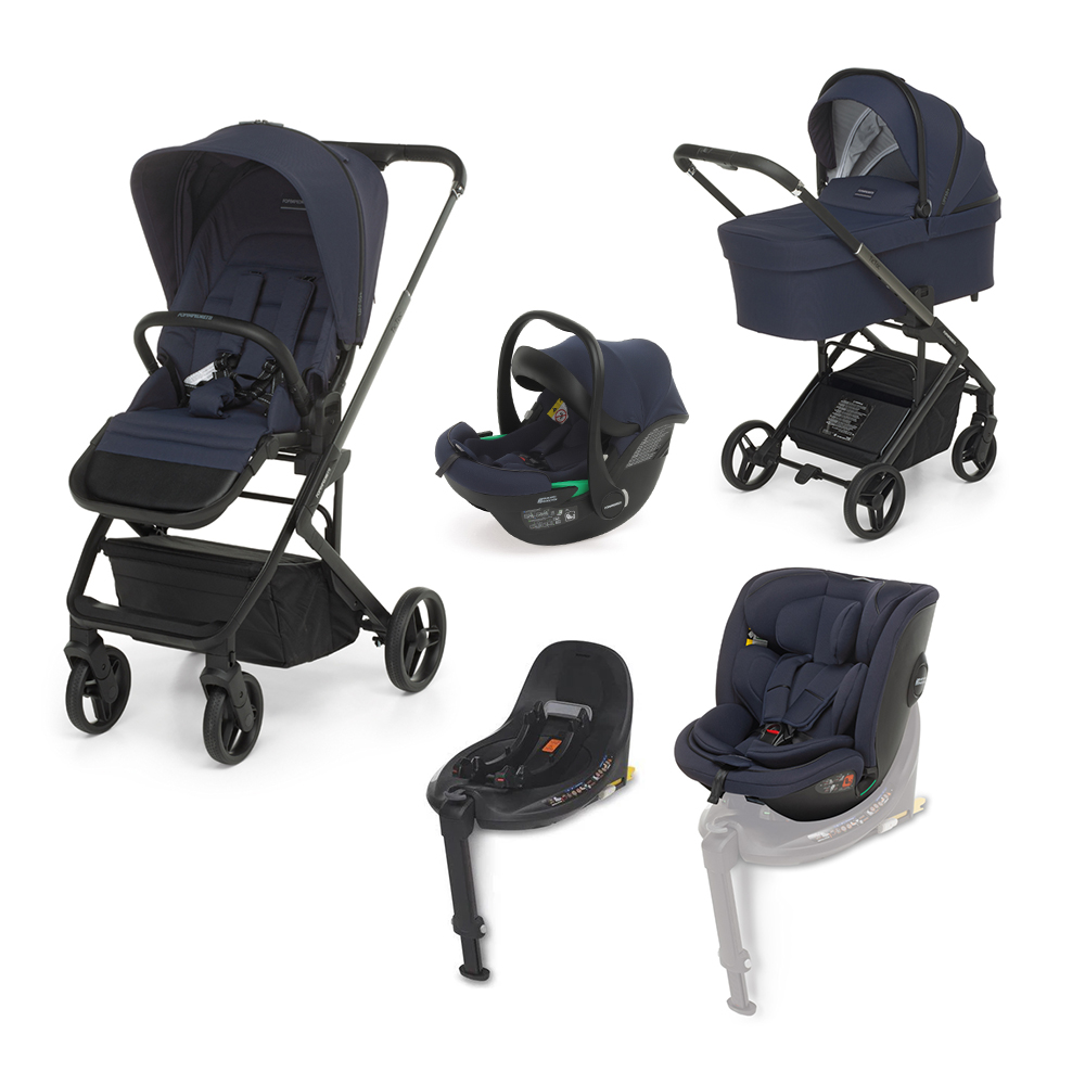 FOPPAPEDRETTI - Trio Tic Toc Navy con Seggiolino Auto Disk Infant I-Size + Base Rotante e Seggiolino Disk Grow I-Size