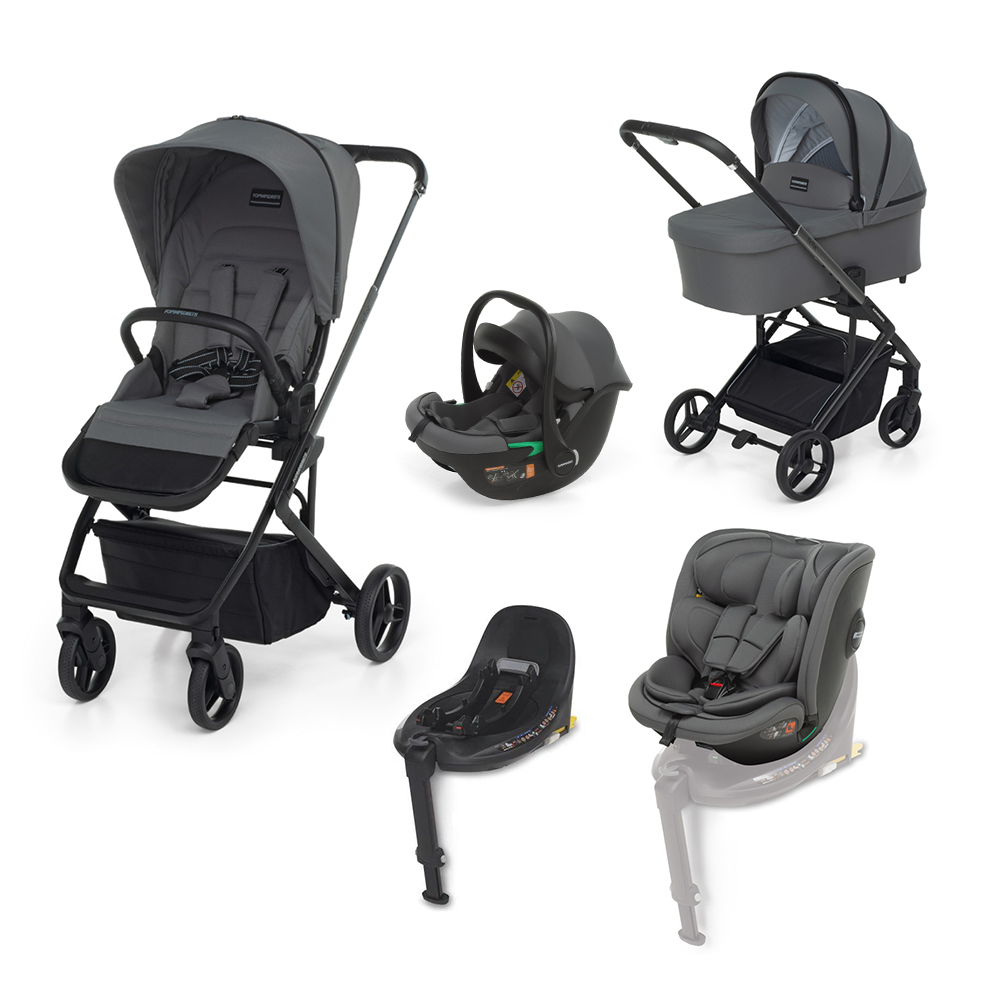 FOPPAPEDRETTI - Trio Tic Toc Stone con Seggiolino Auto Disk Infant I-Size + Base Rotante e Seggiolino Disk Grow I-Size