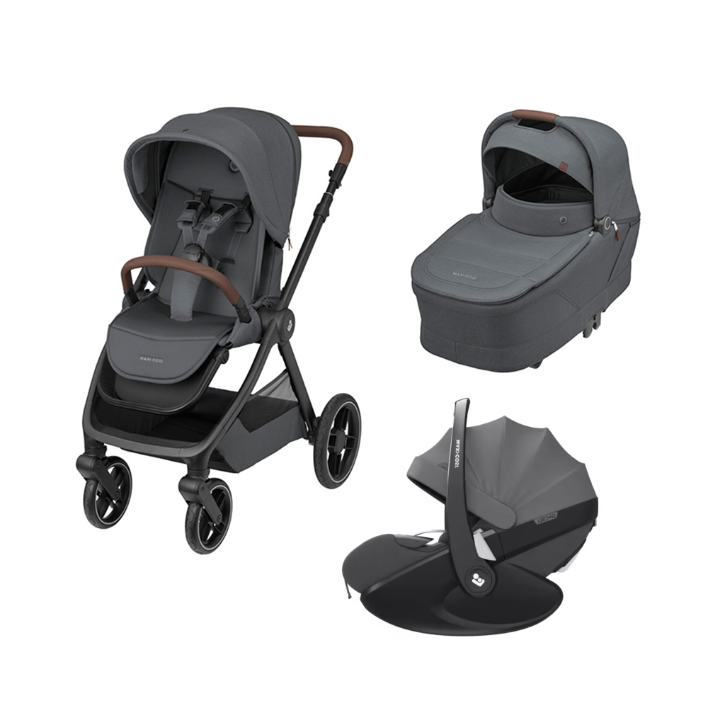 MAXI COSI - Trio Oxford Twillic Graphite con Seggiolino Auto Pebble 360 Pro2