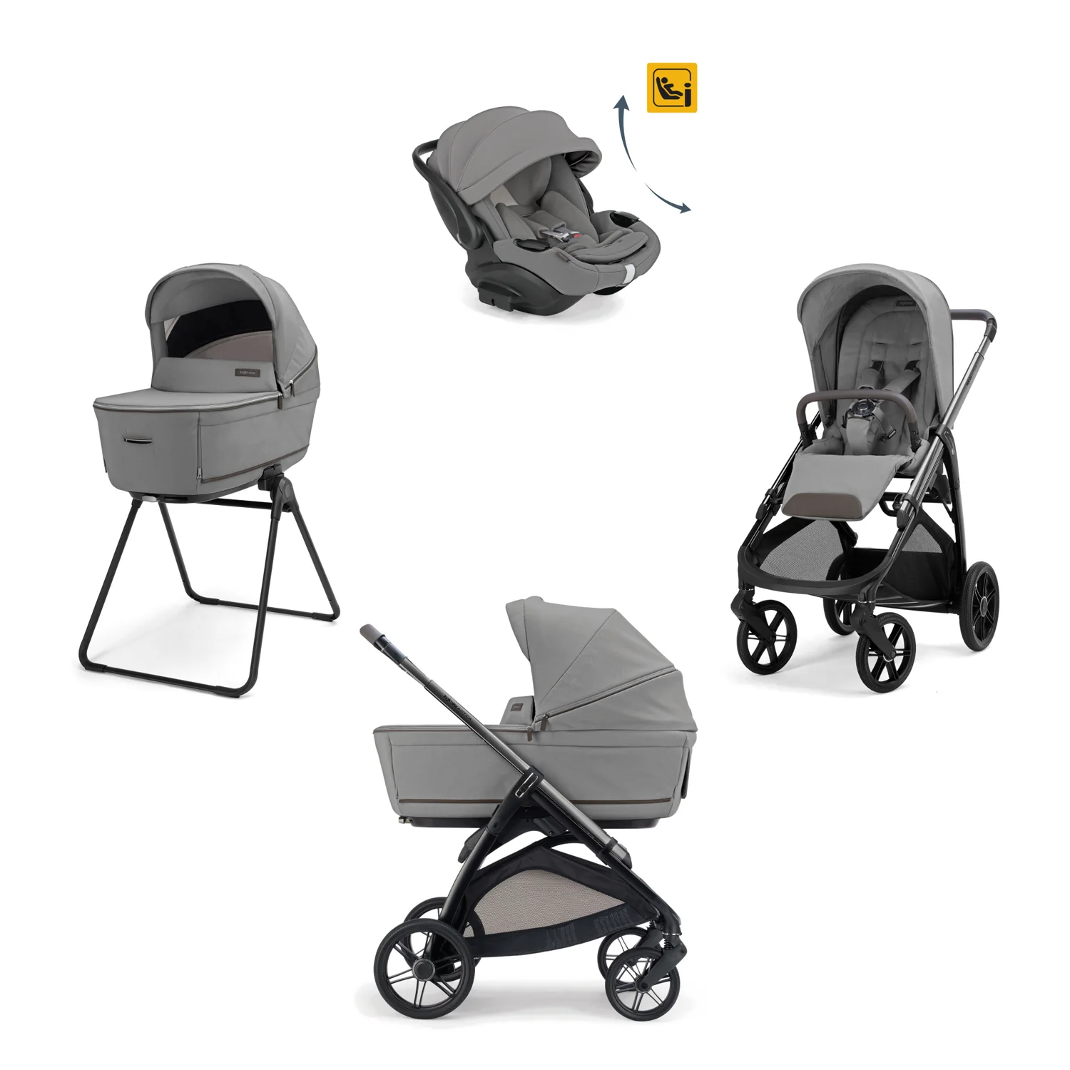 INGLESINA - Trio System Aptica Crystal Grey con Navicella Open Up e Seggiolino Auto Darwin Recline Evo 2026