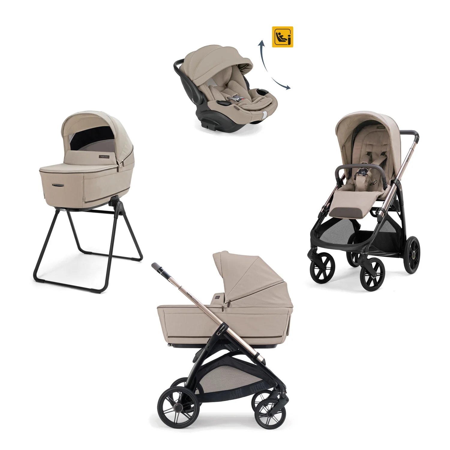 INGLESINA - Trio System Aptica Vicuna Beige con Navicella e Seggiolino Auto Darwin Recline Evo 2026