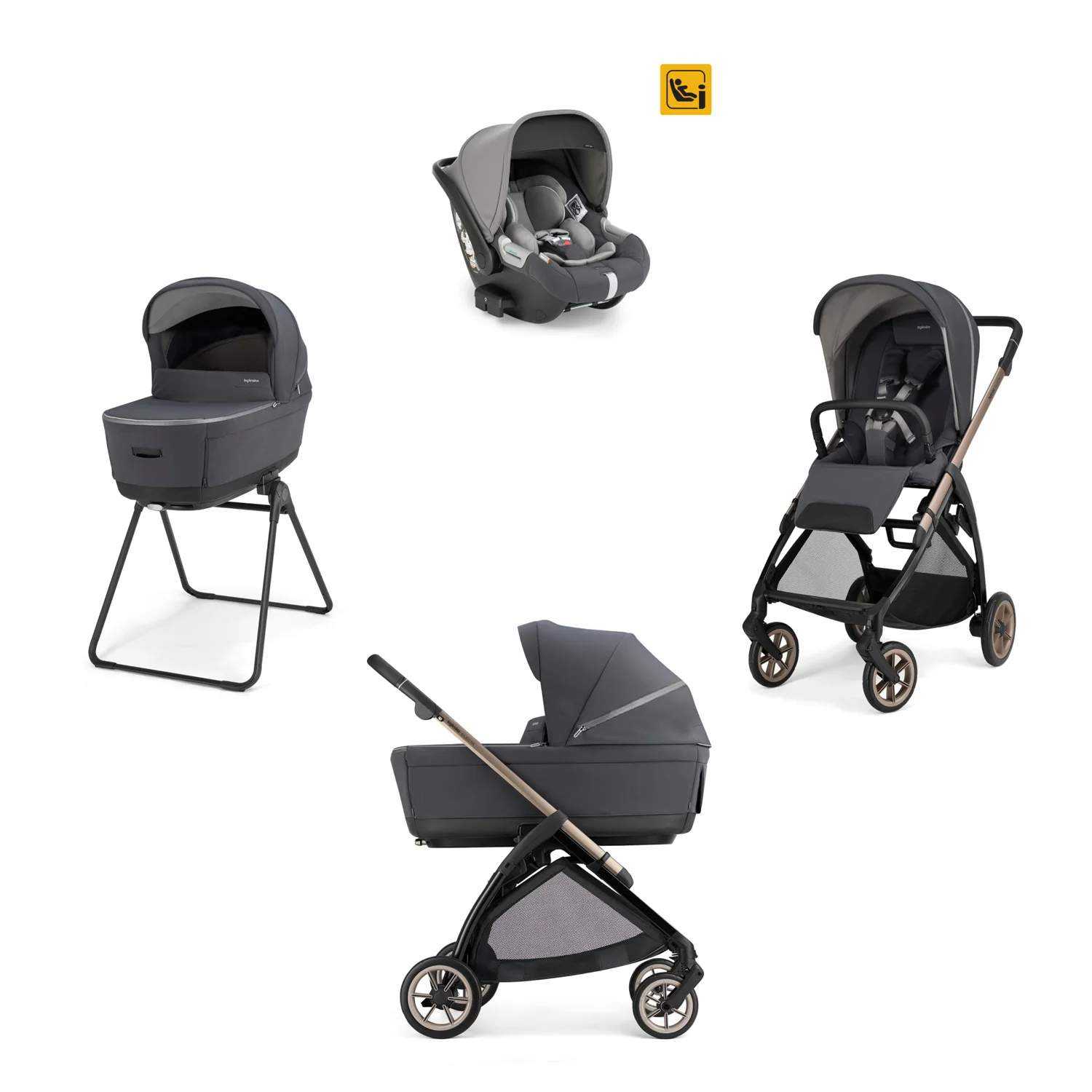 INGLESINA - Trio Electa Garage Grey con Navicella Open Up e Seggiolino Auto Darwin Infant 2026