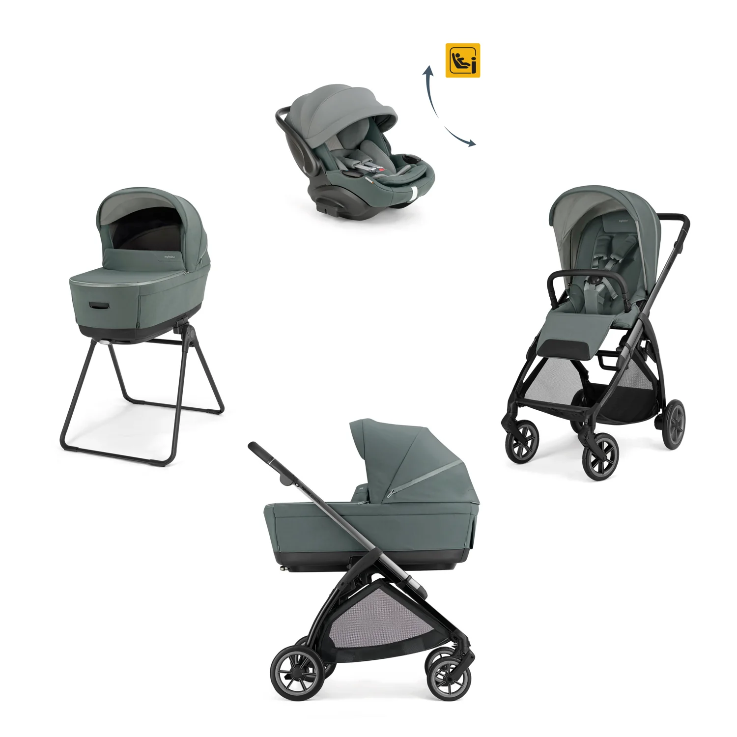 INGLESINA - Trio Electa Studio Grey con Navicella Open Up e Seggiolino Auto Darwin Recline Evo 2026