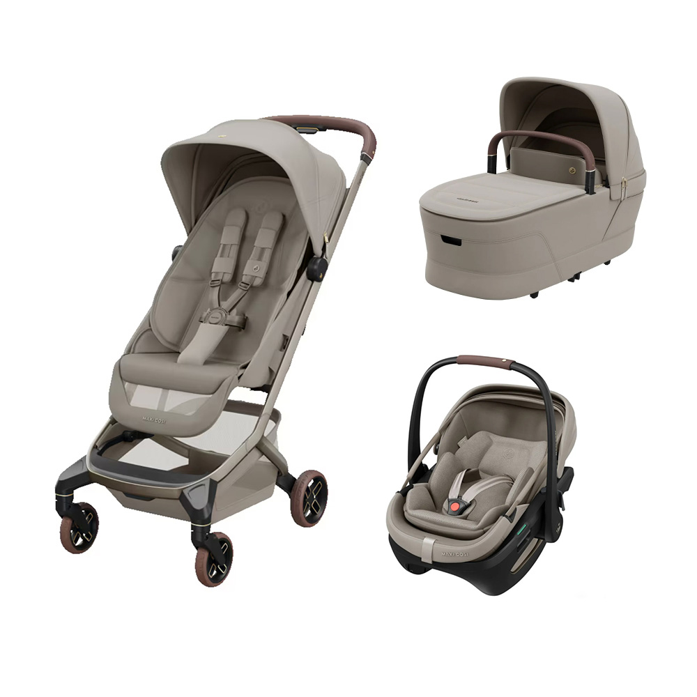 MAXI COSI – Trio Fame Cabin Sapphire Sand con Navicella e Seggiolino Auto Coral Slide Pro