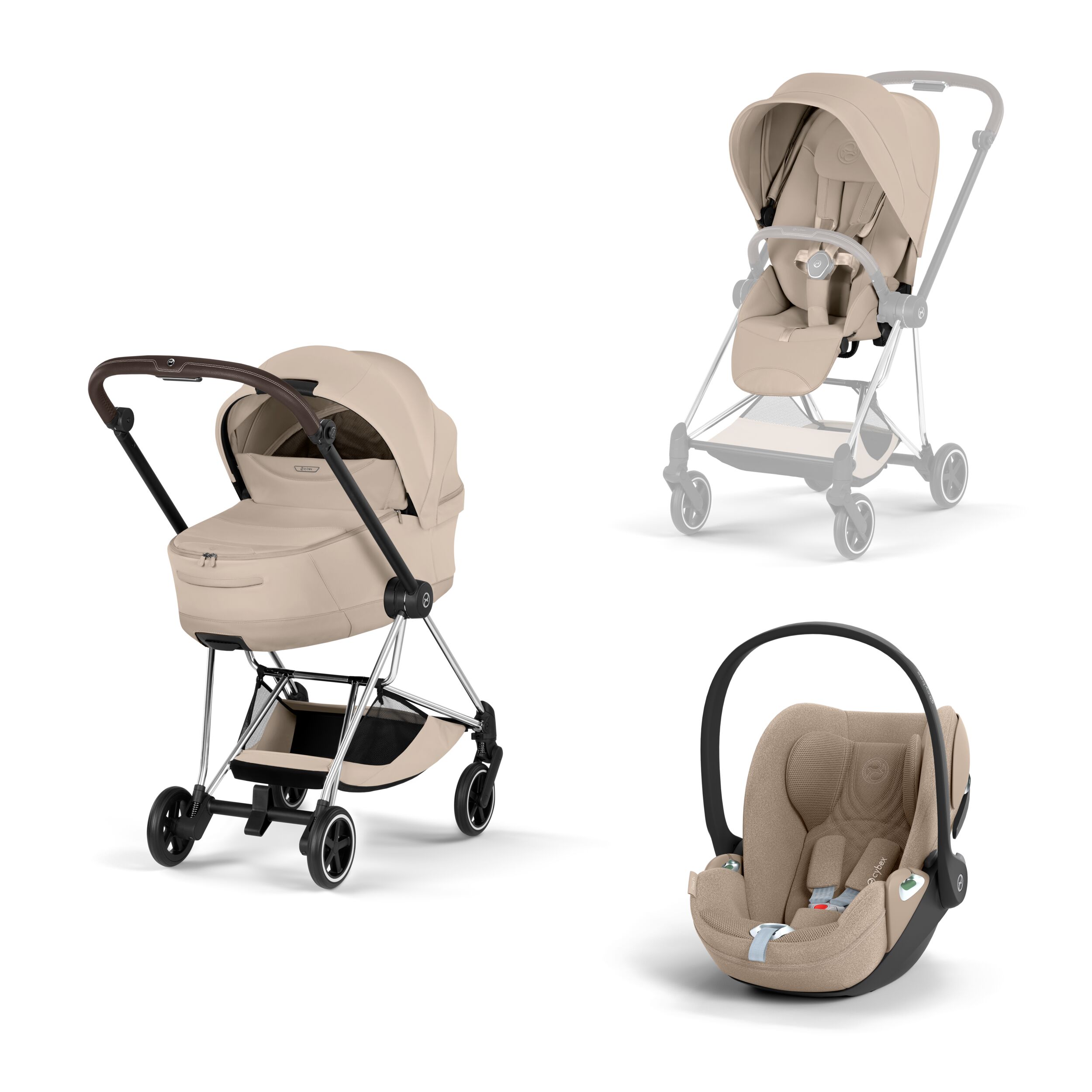 CYBEX PLATINUM - Trio Mios Style 2026 Cozy Beige con Telaio Chorme Brown e Seggiolino Auto Cloud -T