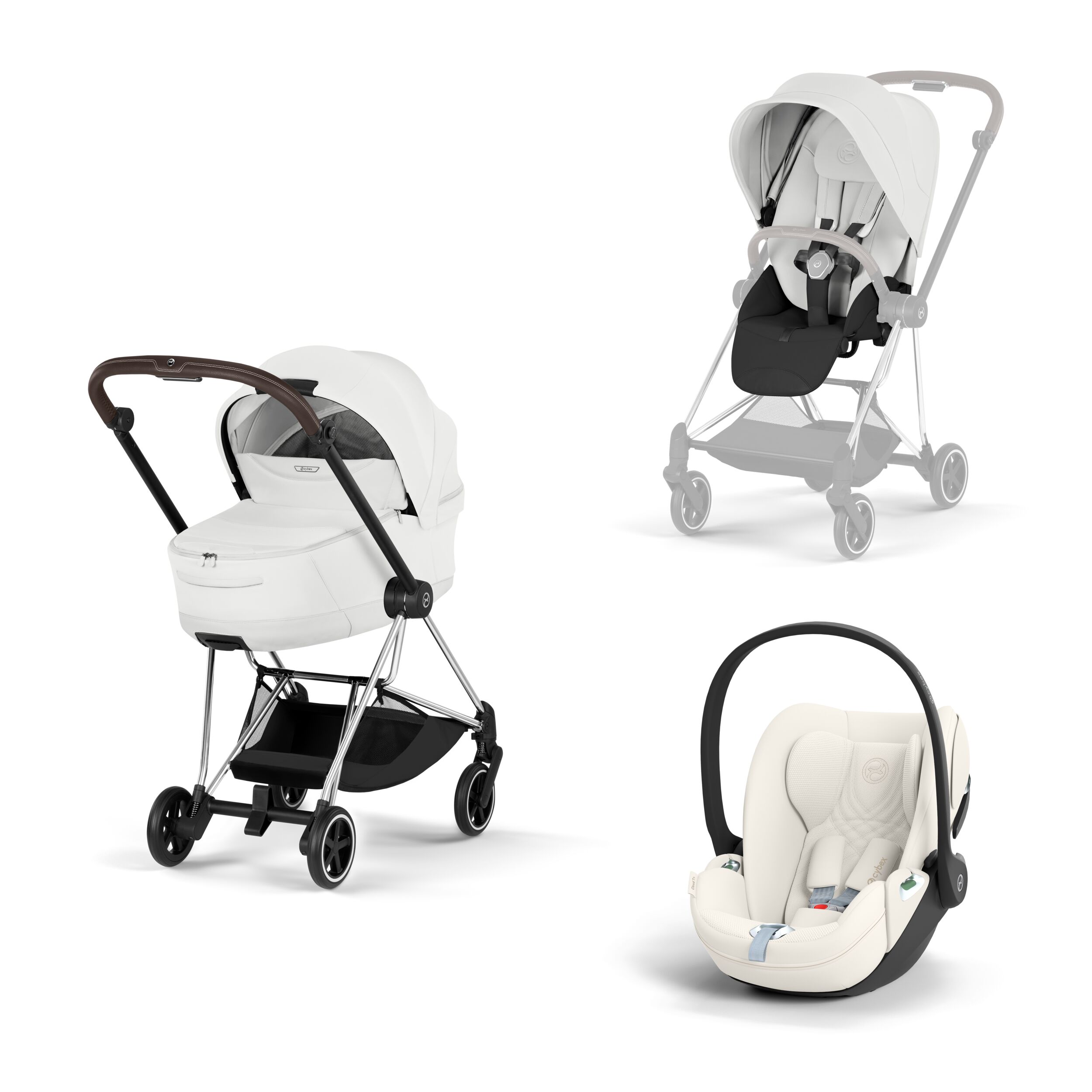 CYBEX PLATINUM - Trio Mios Style 2026 Off White con Telaio Chorme Brown e Seggiolino Auto Cloud -T