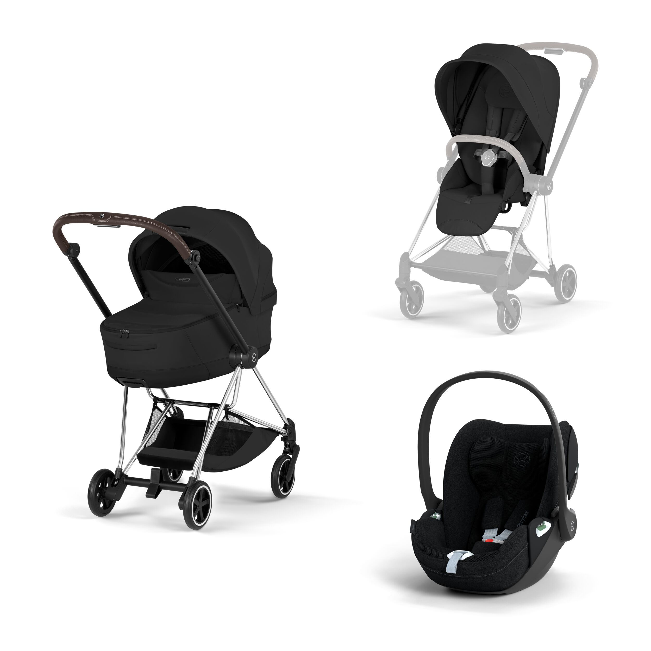 CYBEX PLATINUM - Trio Mios Style 2026 Sepia Black con Telaio Chorme Brown e Seggiolino Auto Cloud -T