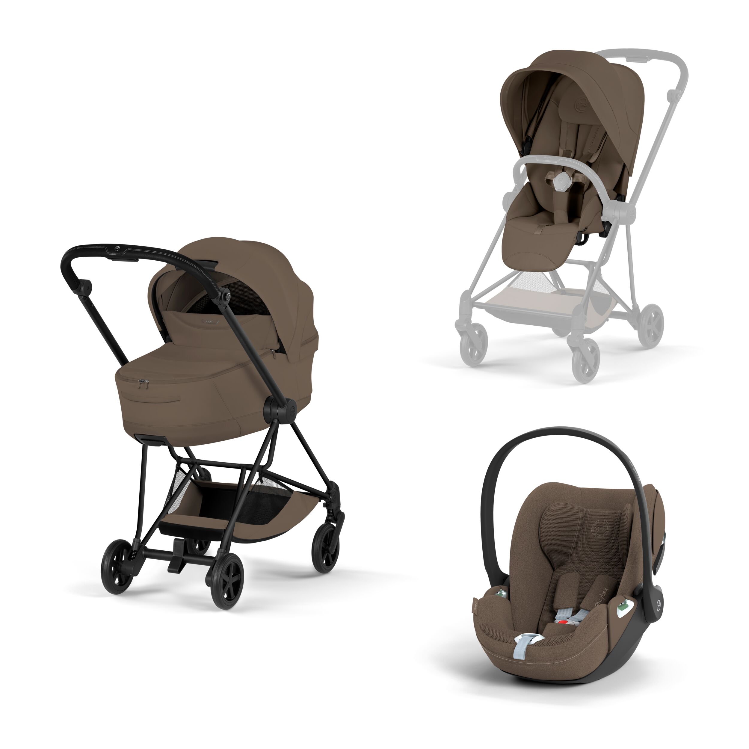 CYBEX PLATINUM - Trio Mios Style 2026 Coconout Brown con Telaio Matt Black e Seggiolino Auto Cloud - T