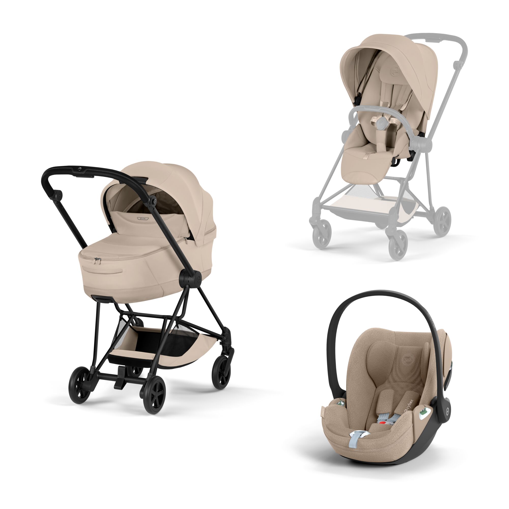CYBEX PLATINUM - Trio Mios Style 2026 Cozy Beige con Telaio Matt Black e Seggiolino Auto Cloud - T