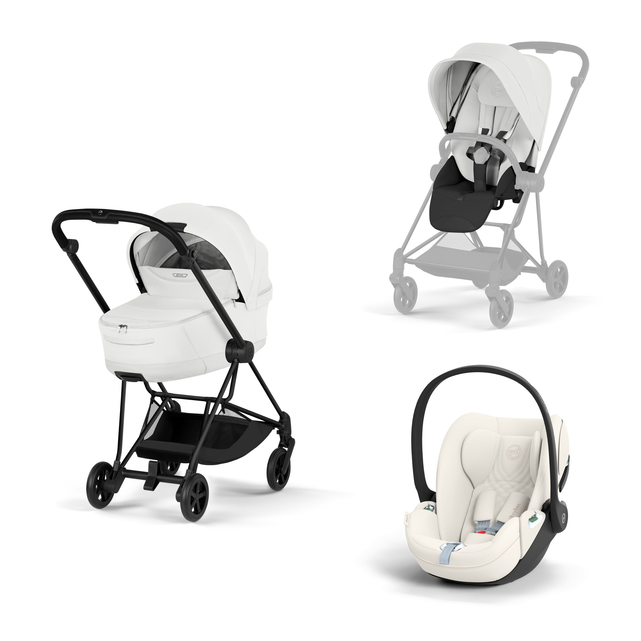CYBEX PLATINUM - Trio Mios Style 2026 Off White con Telaio Matt Black e Seggiolino Auto Cloud - T