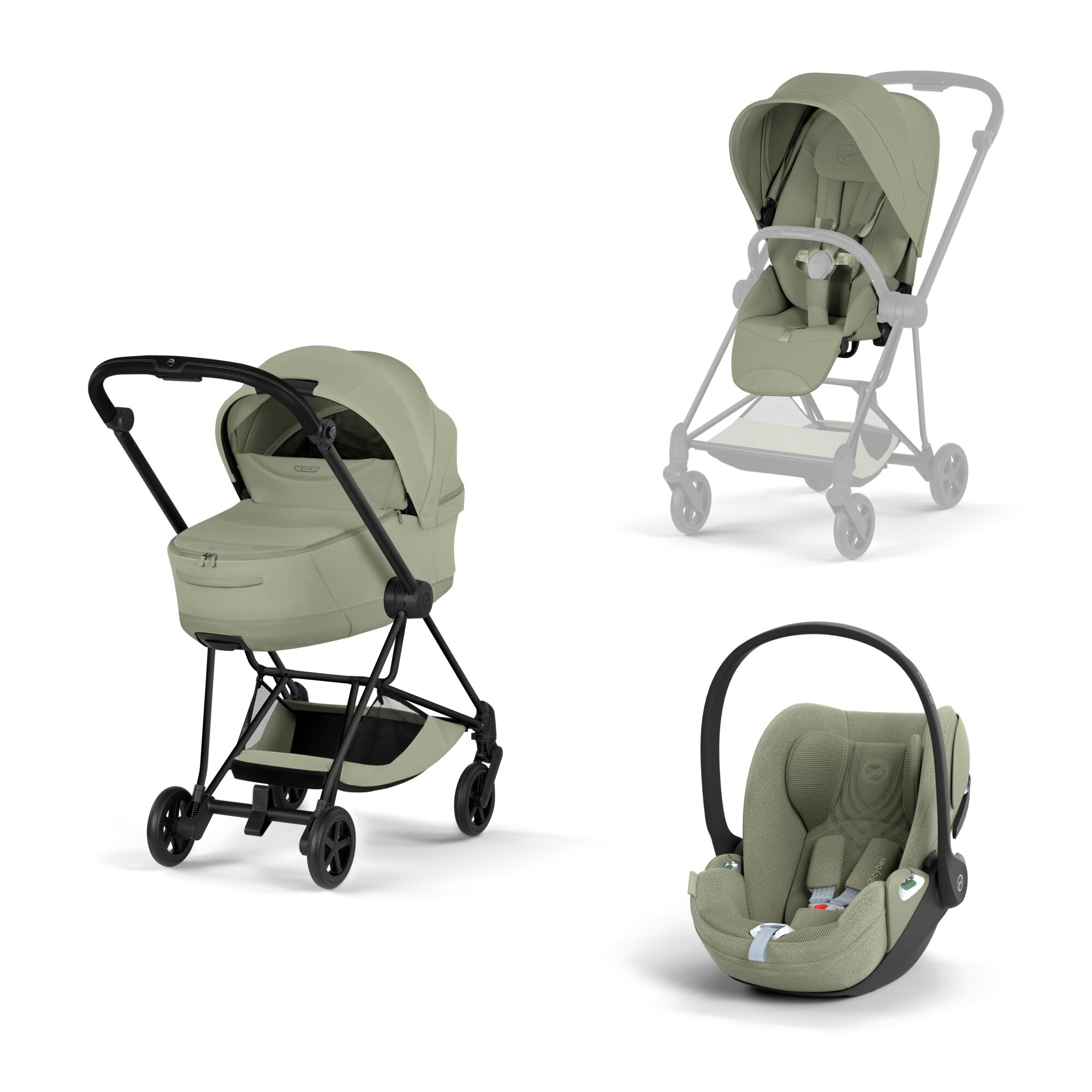 CYBEX PLATINUM – Trio Mios Style 2026 Sage Green con Telaio Matt Black e Seggiolino Auto Cloud -T