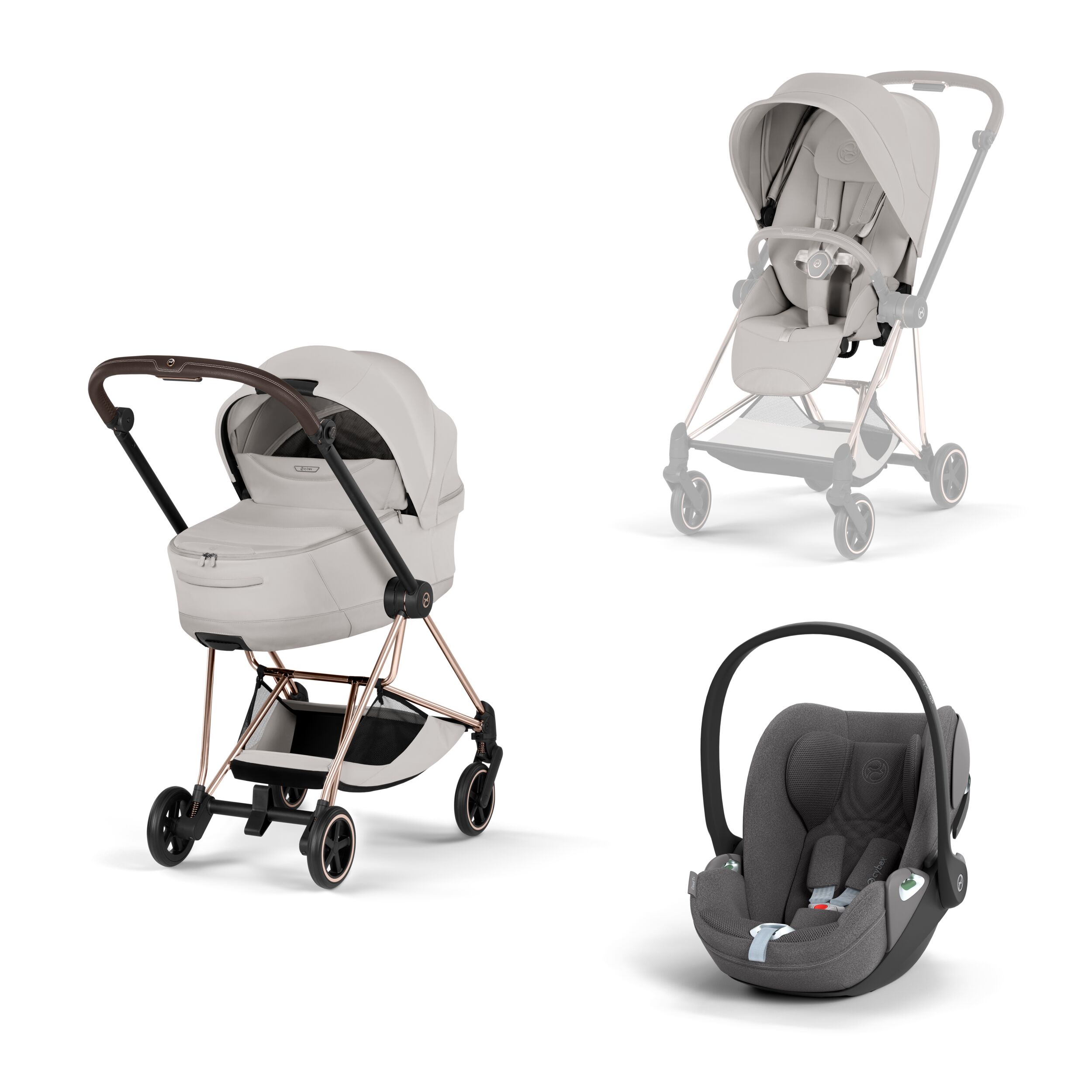 CYBEX PLATINUM - Trio Mios Style 2026 City Grey con Telaio Rosegold e Seggiolino Auto Cloud -T