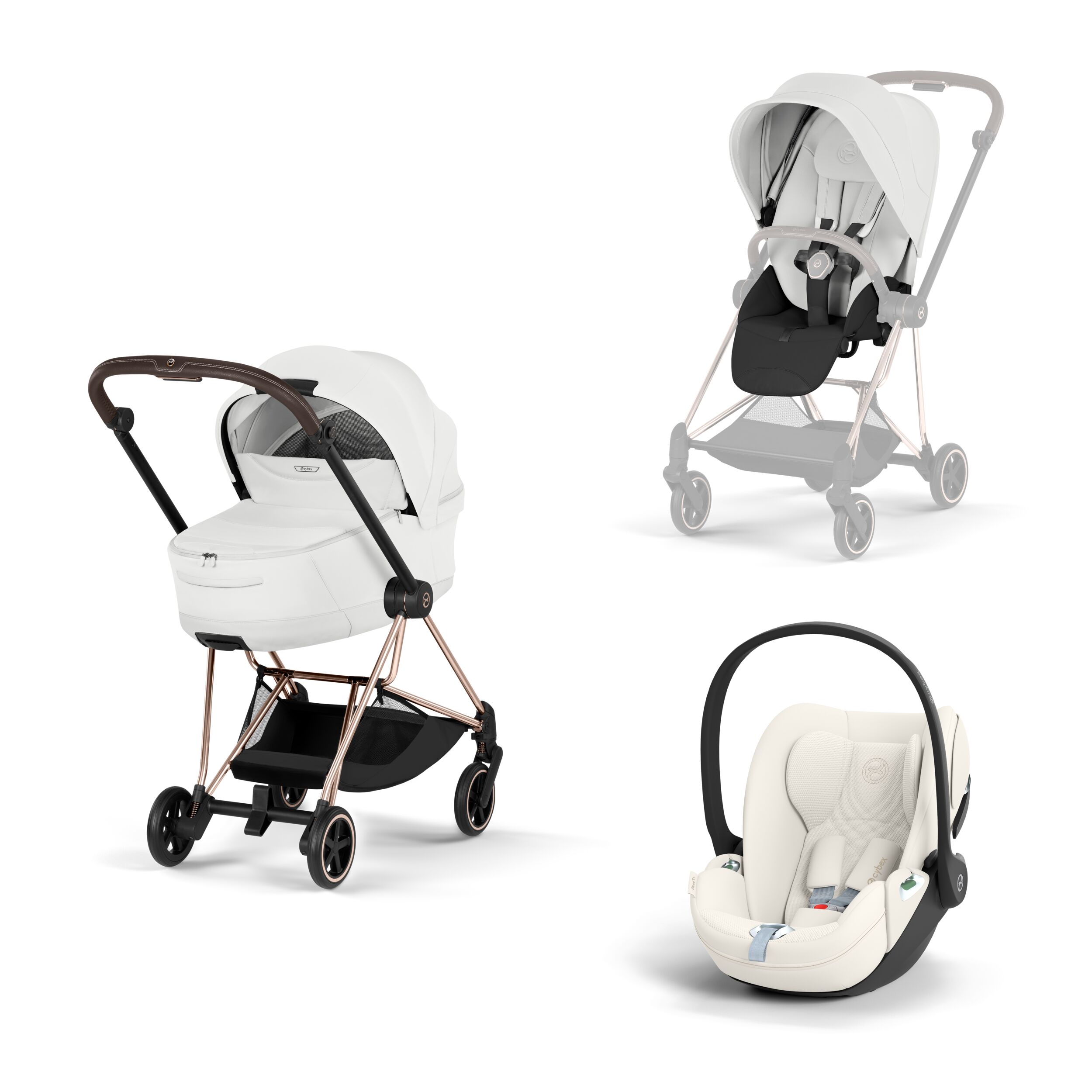 CYBEX PLATINUM - Trio Mios Style 2026 Off White con Telaio Rosegold e Seggiolino Auto Cloud - T