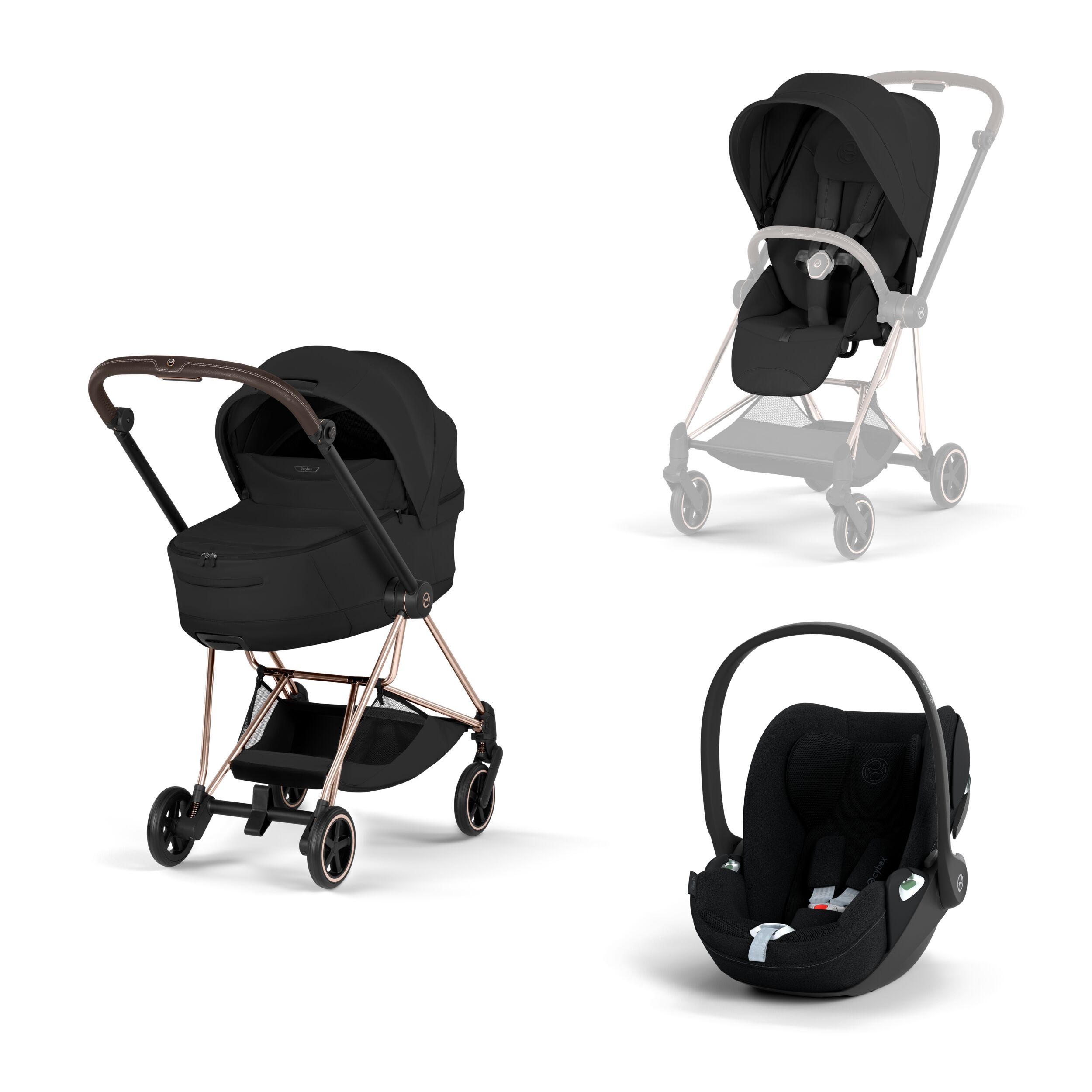 CYBEX PLATINUM - Trio Mios Style 2026 Sepia Black con Telaio Rosegold e Seggiolino Auto Cloud - T