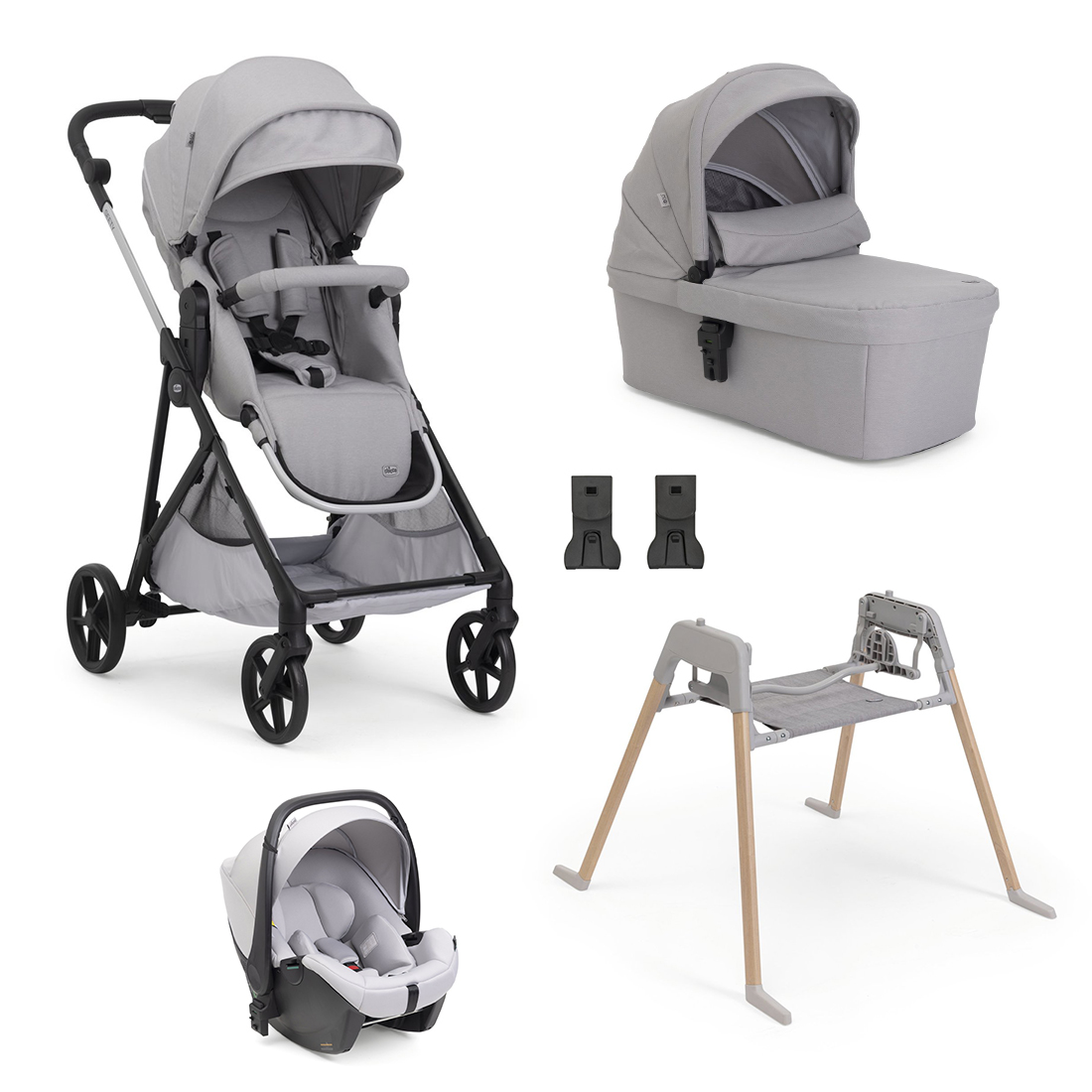 CHICCO - Trio Seety² Cloud con Navicella e Seggiolino Auto Kory Essential + Stand Lullaglide e Adattatori OMAGGIO